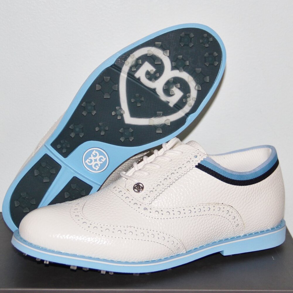 G/FORE Grosgrain Brogue Gallivanter Golf Shoes White Blue Womens 7 7.5